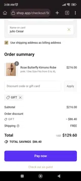GIFT coupon verification screenshot