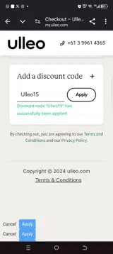 Ulleo15 coupon verification screenshot