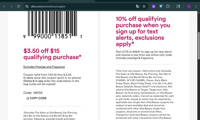 ULTA checkout page showing ULTA coupon code box | Screenshot taken by SimplyCodes community member on Jul 28, 2025