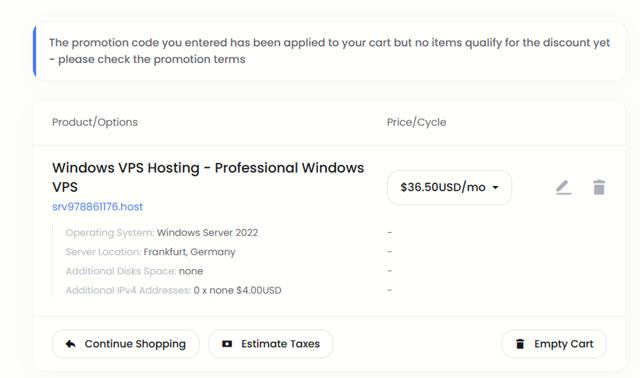 UltaHost checkout page showing UltaHost promo code box | Screenshot taken by SimplyCodes community member on Jul 29, 2025