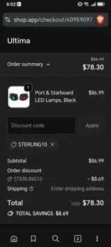 STERLING10 coupon verification screenshot