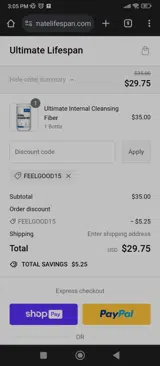 FEELGOOD15 coupon verification screenshot