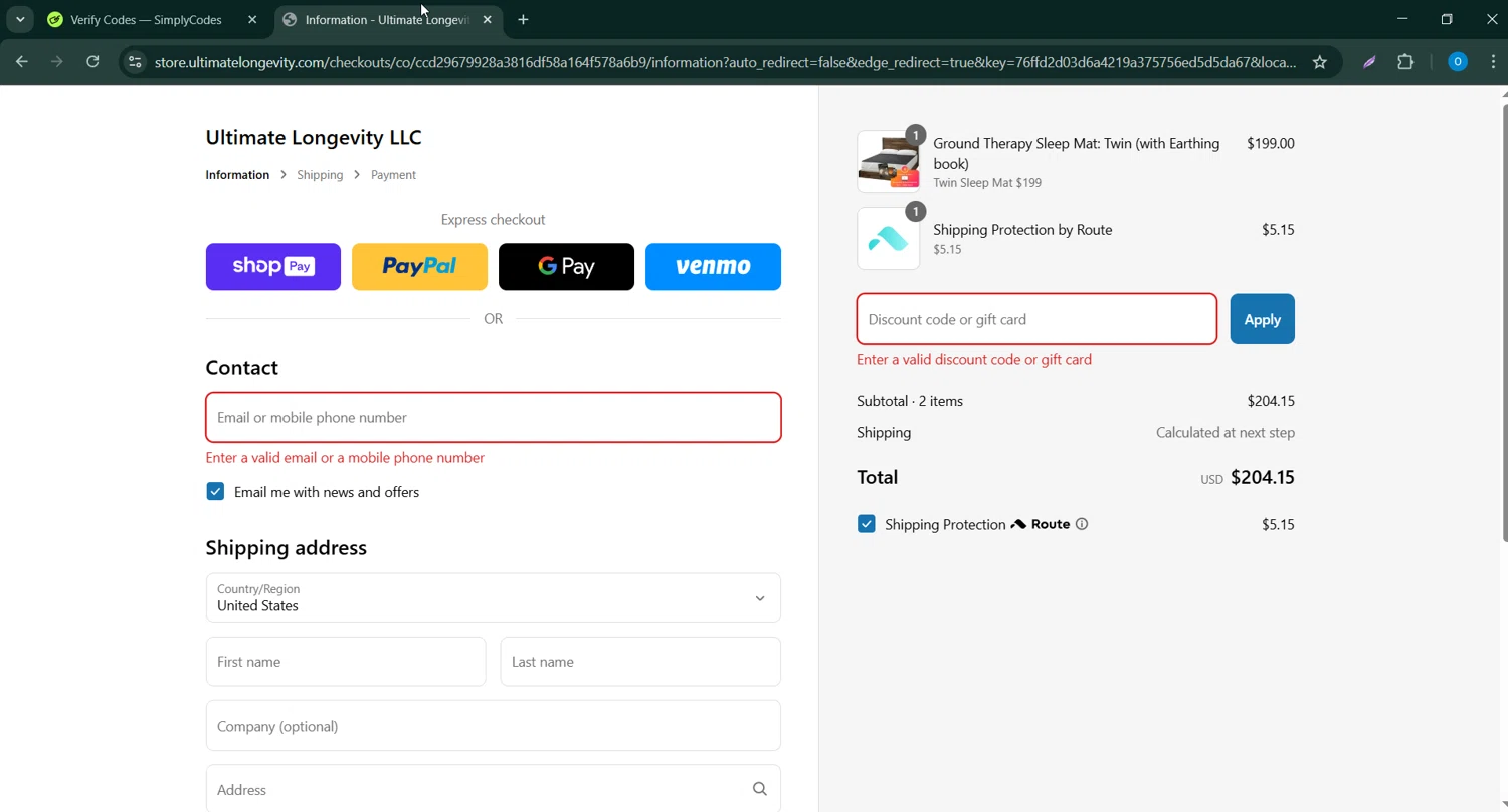 Ultimate Longevity discount code screenshot showing code EXTRA10 applied at Ultimate Longevity checkout page. Uploaded by SimplyCodes community member _____________ on Mar 16, 2025