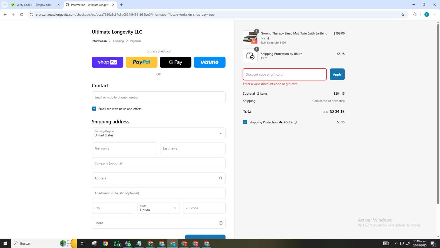 Ultimate Longevity discount code screenshot showing code EXTRA10 applied at Ultimate Longevity checkout page. Uploaded by SimplyCodes community member SmartGenius3209 on Mar 20, 2025