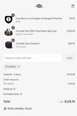 SAVE25 coupon verification screenshot