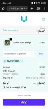 SIMPLYCODES coupon verification screenshot