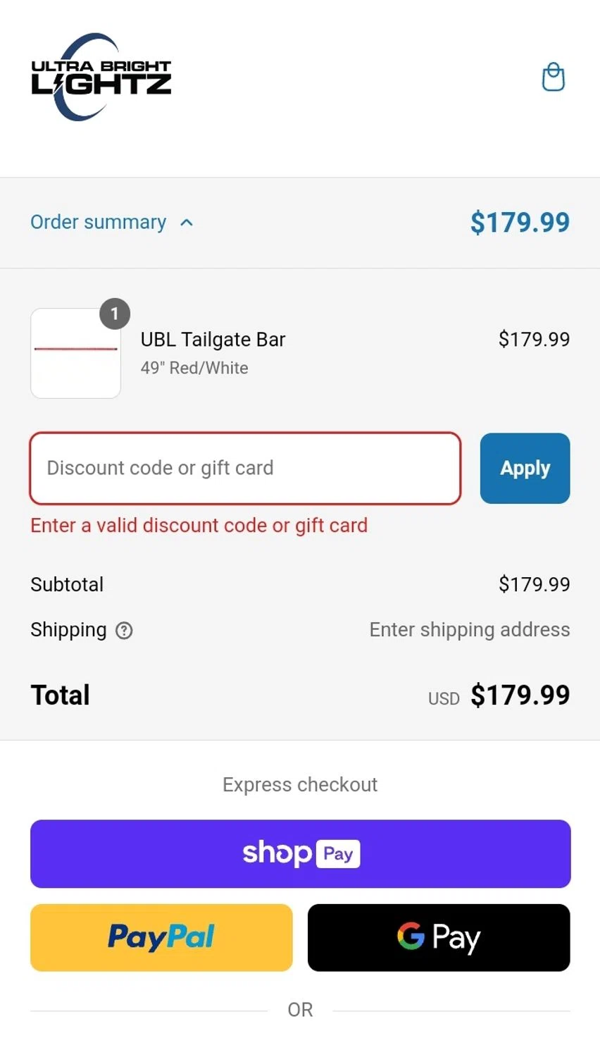 Ultra Bright Lightz discount code screenshot showing code pop2join4DJ49HKC applied at Ultra Bright Lightz checkout page. Uploaded by SimplyCodes community member enmanuelsanchez1 on Mar 12, 2025