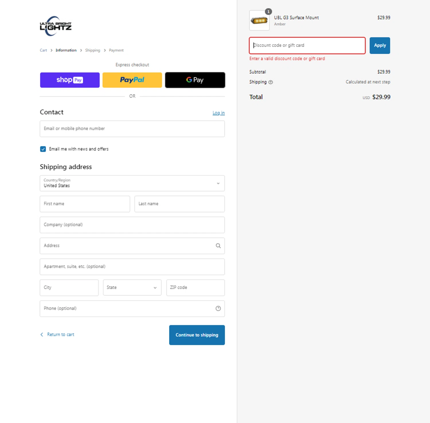 Ultra Bright Lightz discount code screenshot showing code birthday4170HCJT6ZMG applied at Ultra Bright Lightz checkout page. Uploaded by SimplyCodes community member Noah19 on Jan 8, 2025
