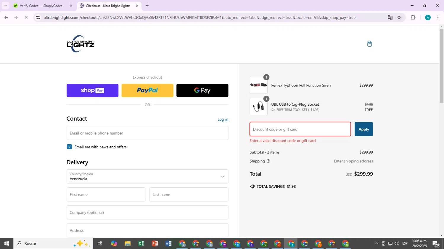 Ultra Bright Lightz discount code screenshot showing code birthday4170HCJT6ZMG applied at Ultra Bright Lightz checkout page. Uploaded by SimplyCodes community member SaleTiger4389 on Feb 28, 2025