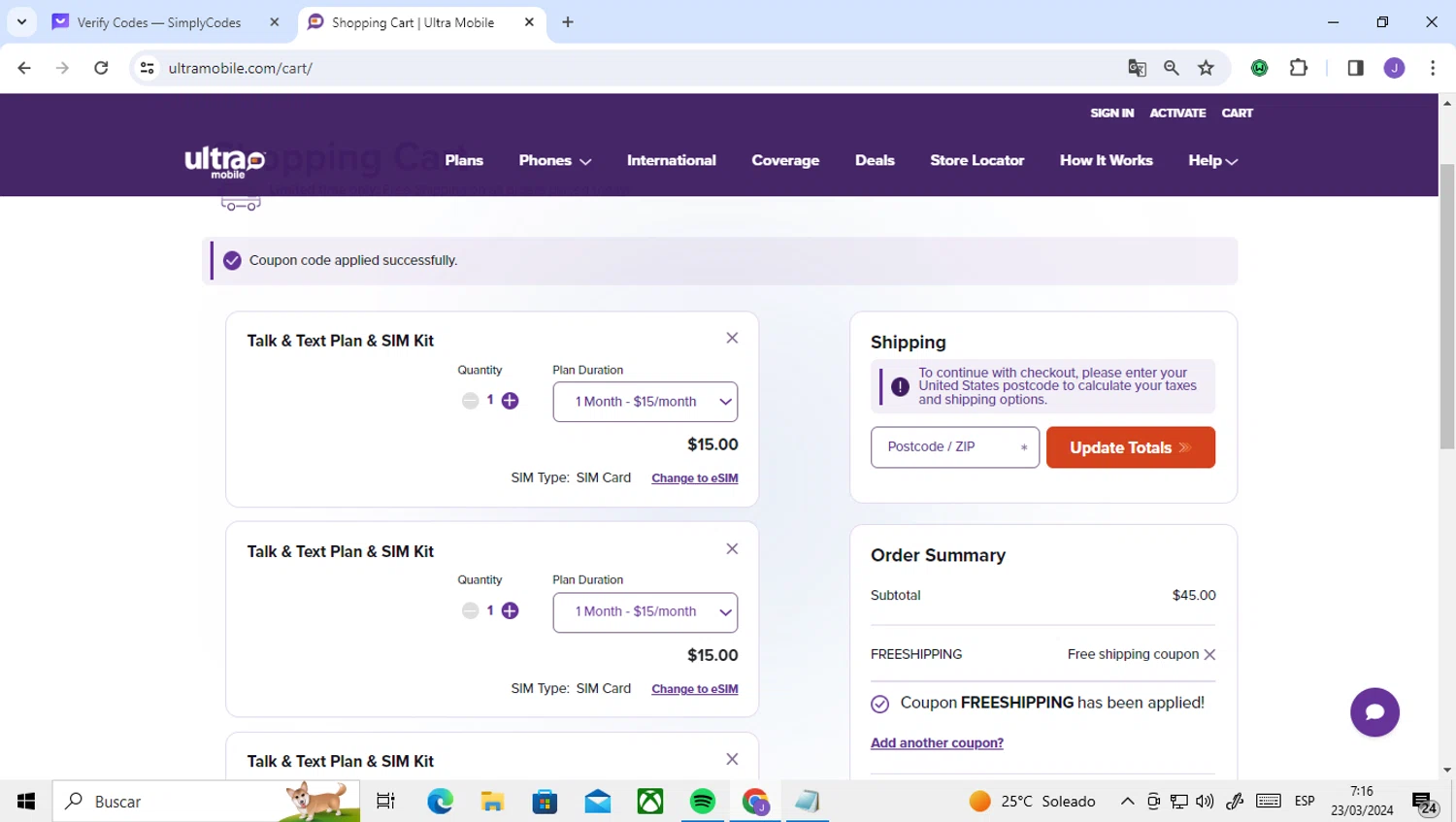 where to use Ultra Mobile promo code box