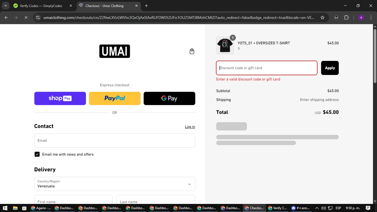 Umai Clothing discount code screenshot showing code FEB20 applied at Umai Clothing checkout page. Uploaded by SimplyCodes community member CoinElite8997 on Mar 11, 2025