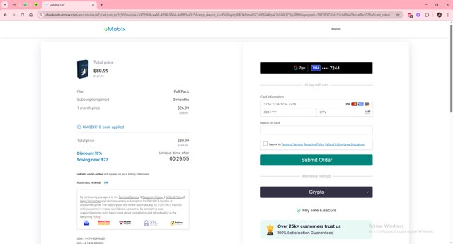 uMobix checkout page showing uMobix coupon code box | Screenshot taken by SimplyCodes community member on Jul 21, 2025