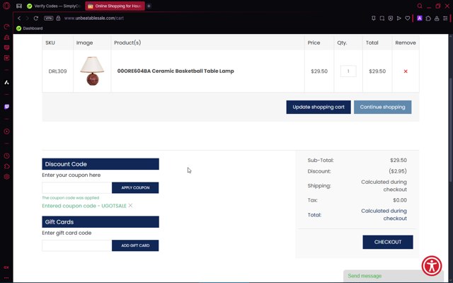 Unbeatable Sale checkout page showing Unbeatable Sale promo code box | Screenshot taken by SimplyCodes community member on Jun 9, 2025