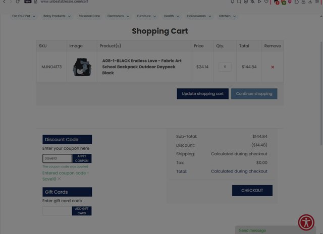 Unbeatable Sale checkout page showing Unbeatable Sale promo code box | Screenshot taken by SimplyCodes community member on Aug 16, 2025