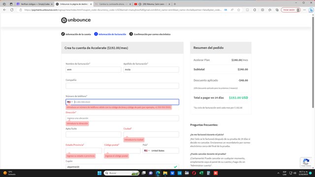 Unbounce checkout page showing Unbounce coupon code box | Screenshot taken by SimplyCodes community member on Oct 2, 2023
