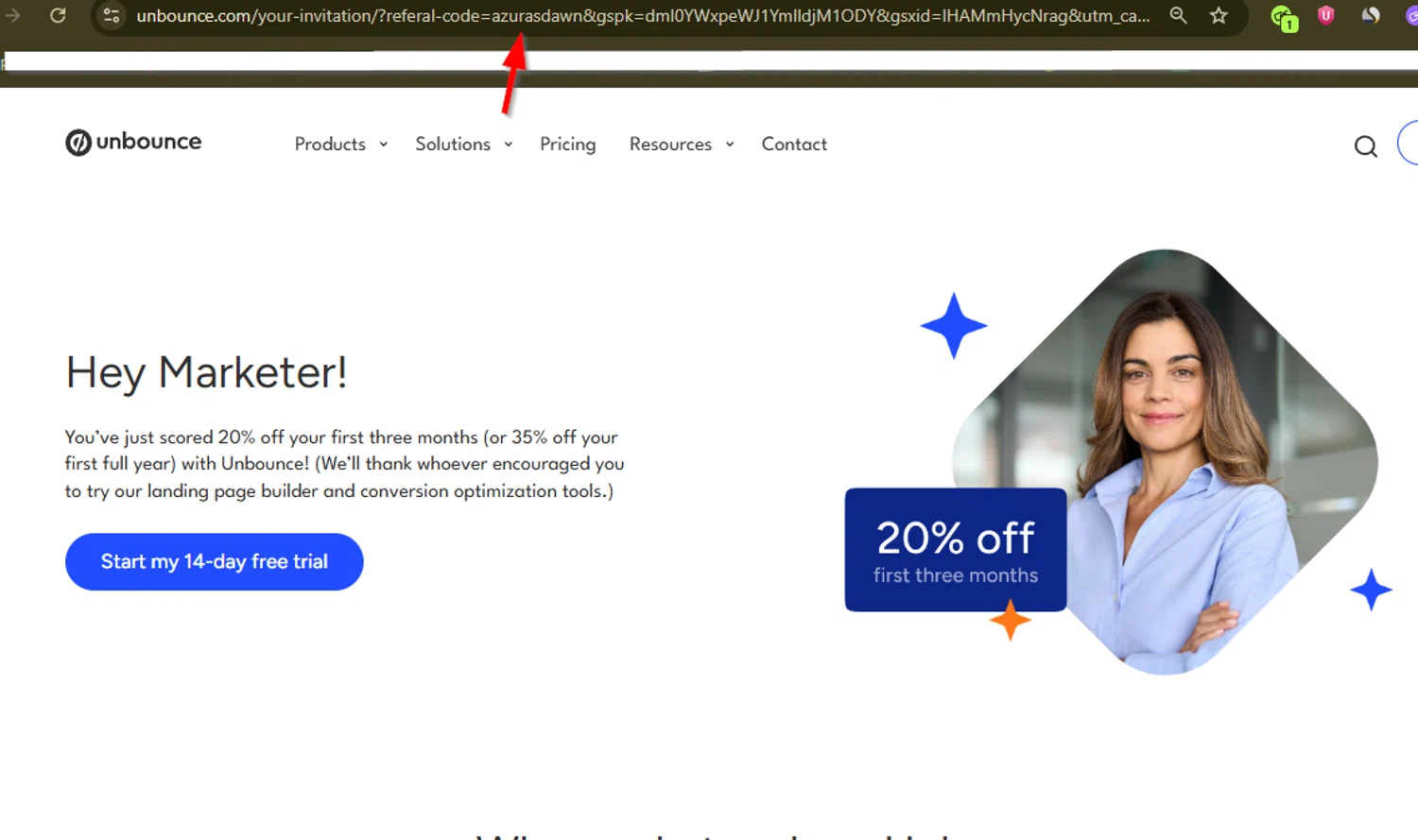 Unbounce coupon code screenshot showing code azurasdawn applied at Unbounce checkout page. Uploaded by SimplyCodes community member SimplyCVerlie on Jul 2, 2025