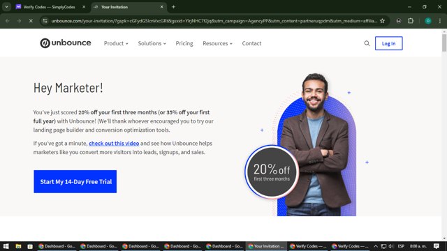 Unbounce checkout page showing Unbounce coupon code box | Screenshot taken by SimplyCodes community member on Apr 25, 2024