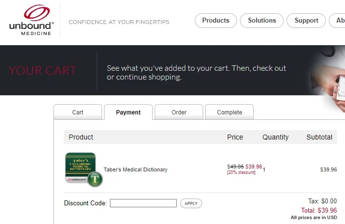 where to use Unbound Medicine promo code box