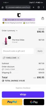 Uncover Creations coupon verification screenshot