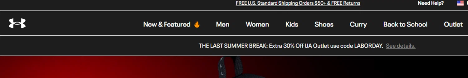 Under Armour promo code screenshot showing code LABORDAY applied at Under Armour checkout page. Uploaded by SimplyCodes community member aumentadax10 on Aug 27, 2025