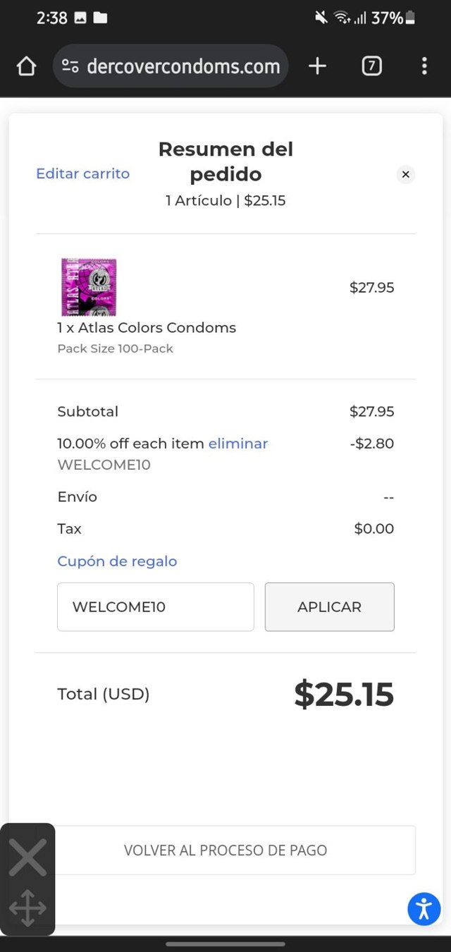 Undercover Condoms checkout page showing Undercover Condoms promo code box | Screenshot taken by SimplyCodes community member on Apr 15, 2024