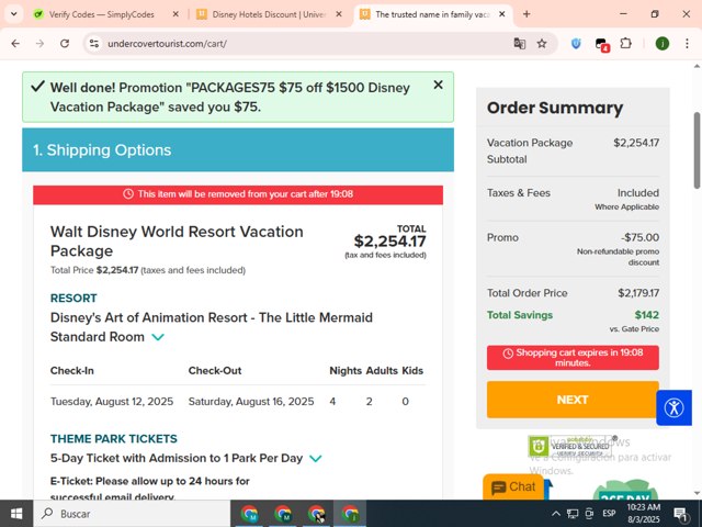 Undercover Tourist checkout page showing Undercover Tourist promo code box | Screenshot taken by SimplyCodes community member on Aug 3, 2025