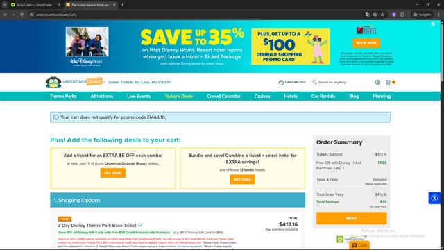 Undercover Tourist checkout page showing Undercover Tourist promo code box | Screenshot taken by SimplyCodes community member on Aug 16, 2025