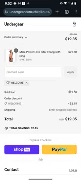 Welcome coupon verification screenshot
