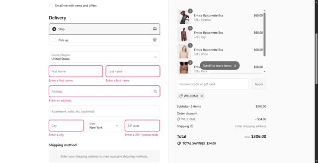 Underwear checkout page showing Underwear promo code box | Screenshot taken by SimplyCodes community member on Aug 27, 2025