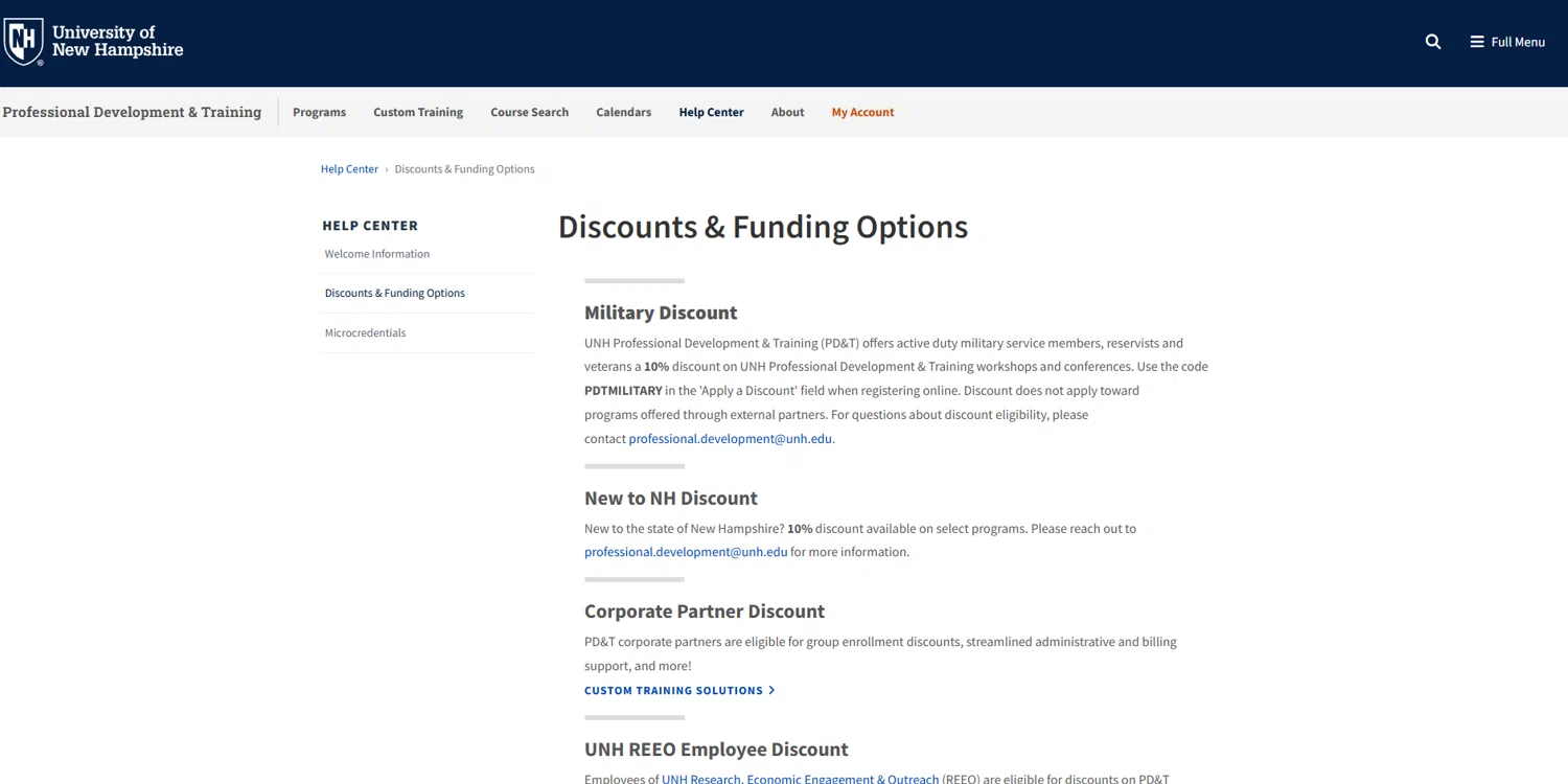 University of New Hampshire promo code screenshot showing code PDTMILITARY applied at University of New Hampshire checkout page. Uploaded by SimplyCodes community member BrilliantVoyager5752 on Dec 19, 2025