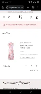 Unger-Fashion coupon verification screenshot