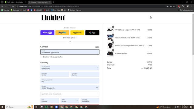 Uniden checkout page showing Uniden discount code box | Screenshot taken by SimplyCodes community member on Aug 2, 2024