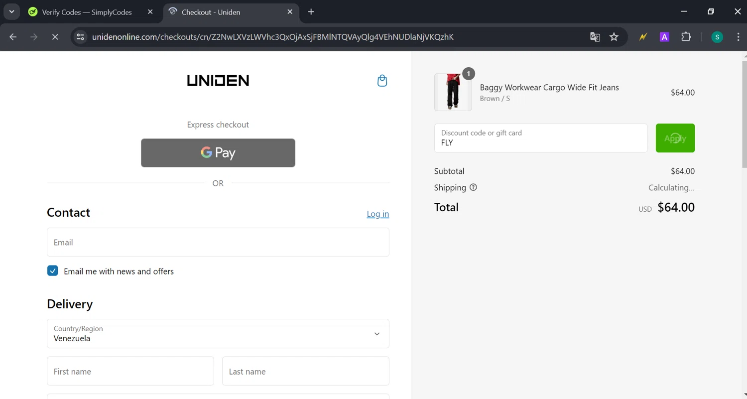 Uniden Online checkout page showing Uniden Online promo code box | Screenshot taken by SimplyCodes community member on Jun 26, 2024
