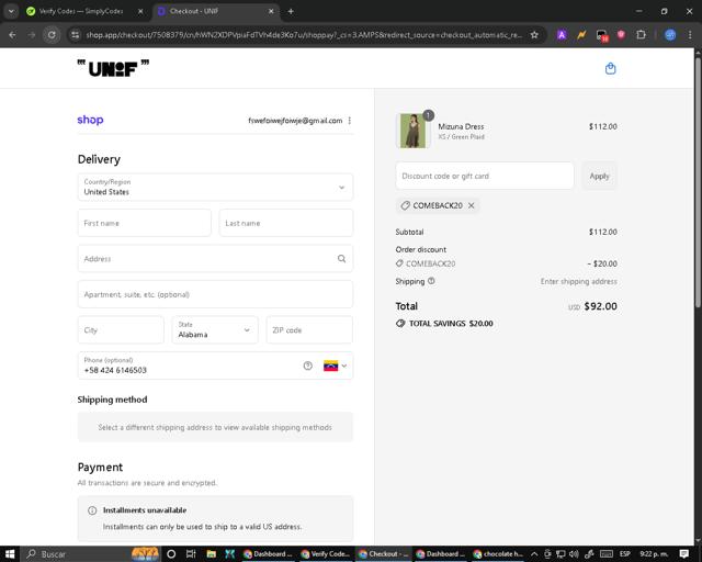 UNIF checkout page showing UNIF discount code box | Screenshot taken by SimplyCodes community member on Sep 3, 2025