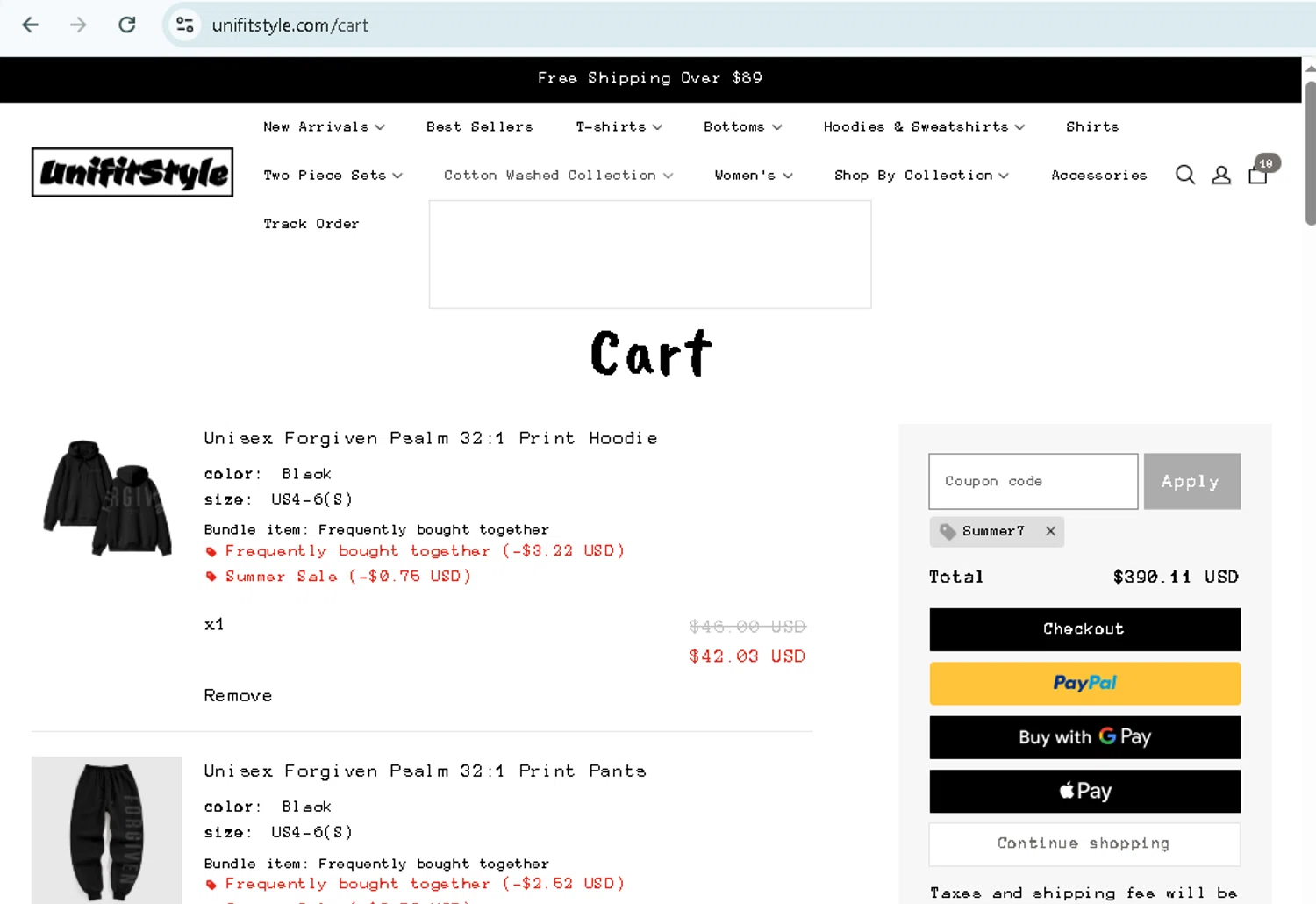 UnifitStyle coupon code screenshot showing code summer7 applied at UnifitStyle checkout page. Uploaded by SimplyCodes community member TokenMonarch796 on Sep 20, 2025