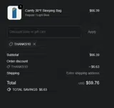 THANKS10 coupon verification screenshot