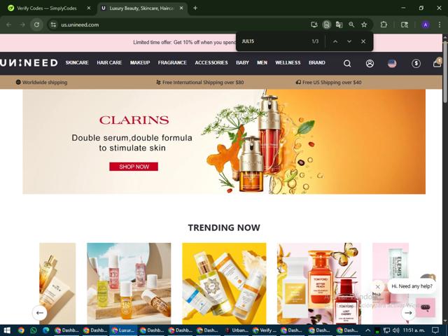 Unineed checkout page showing Unineed discount code box | Screenshot taken by SimplyCodes community member on Aug 4, 2025