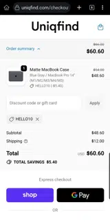 Uniqfind coupon verification screenshot