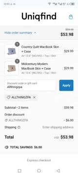 Uniqfind coupon verification screenshot