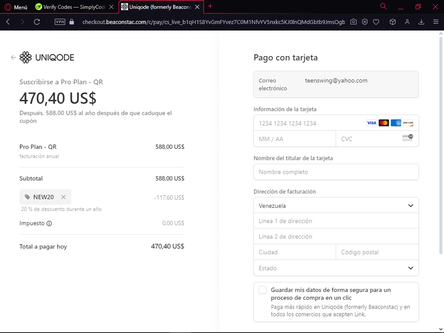 Uniqode checkout page showing Uniqode promo code box | Screenshot taken by SimplyCodes community member on Jul 1, 2024