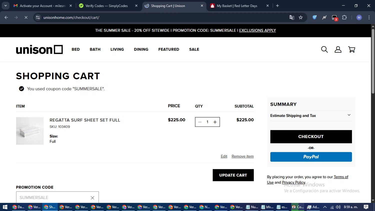 Unison checkout page showing Unison promo code box | Screenshot taken by SimplyCodes community member on Jun 28, 2025
