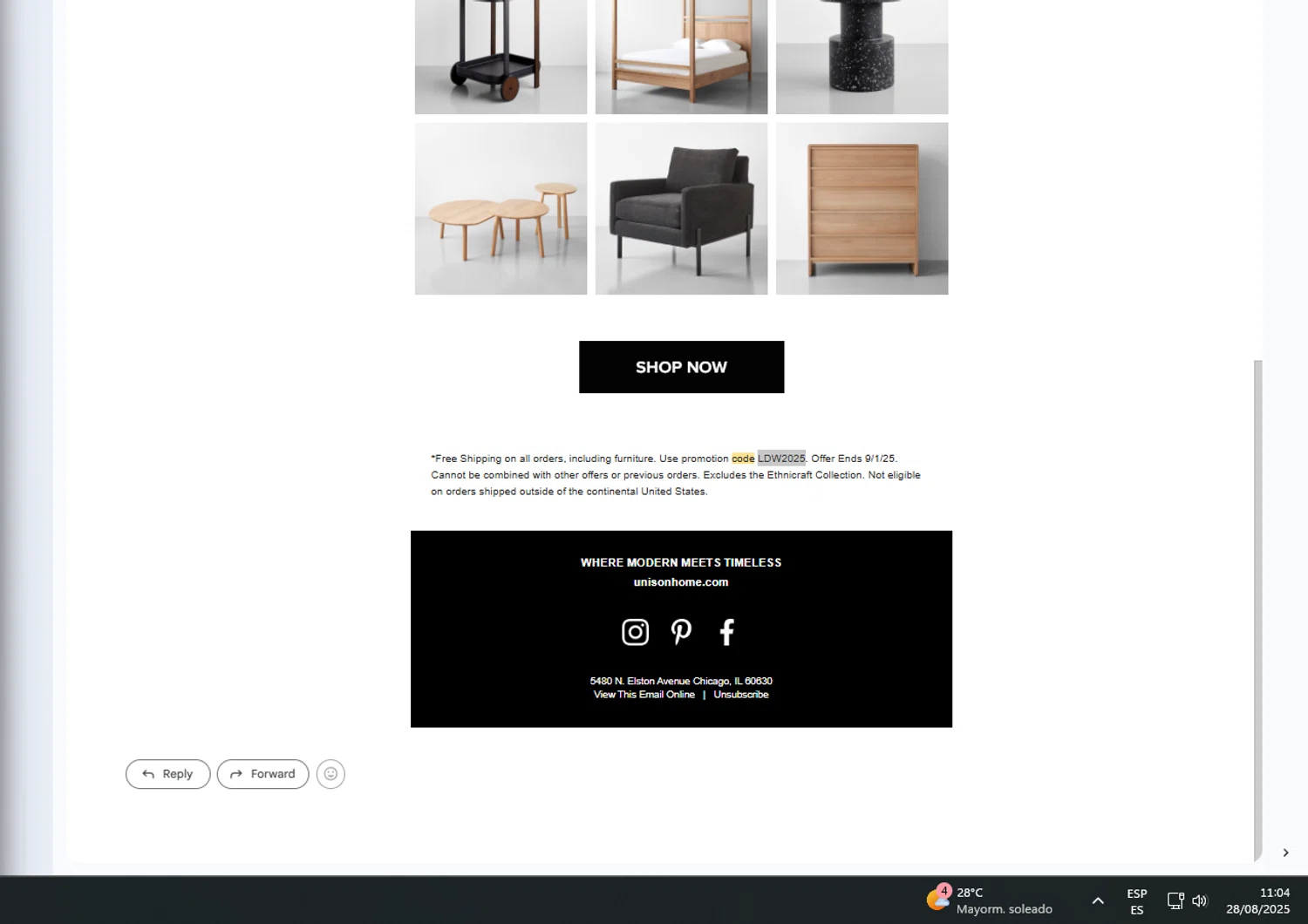 Unison promo code screenshot showing code LDW2025 applied at Unison checkout page. Uploaded by SimplyCodes community member UnkNownVnzla on Aug 28, 2025