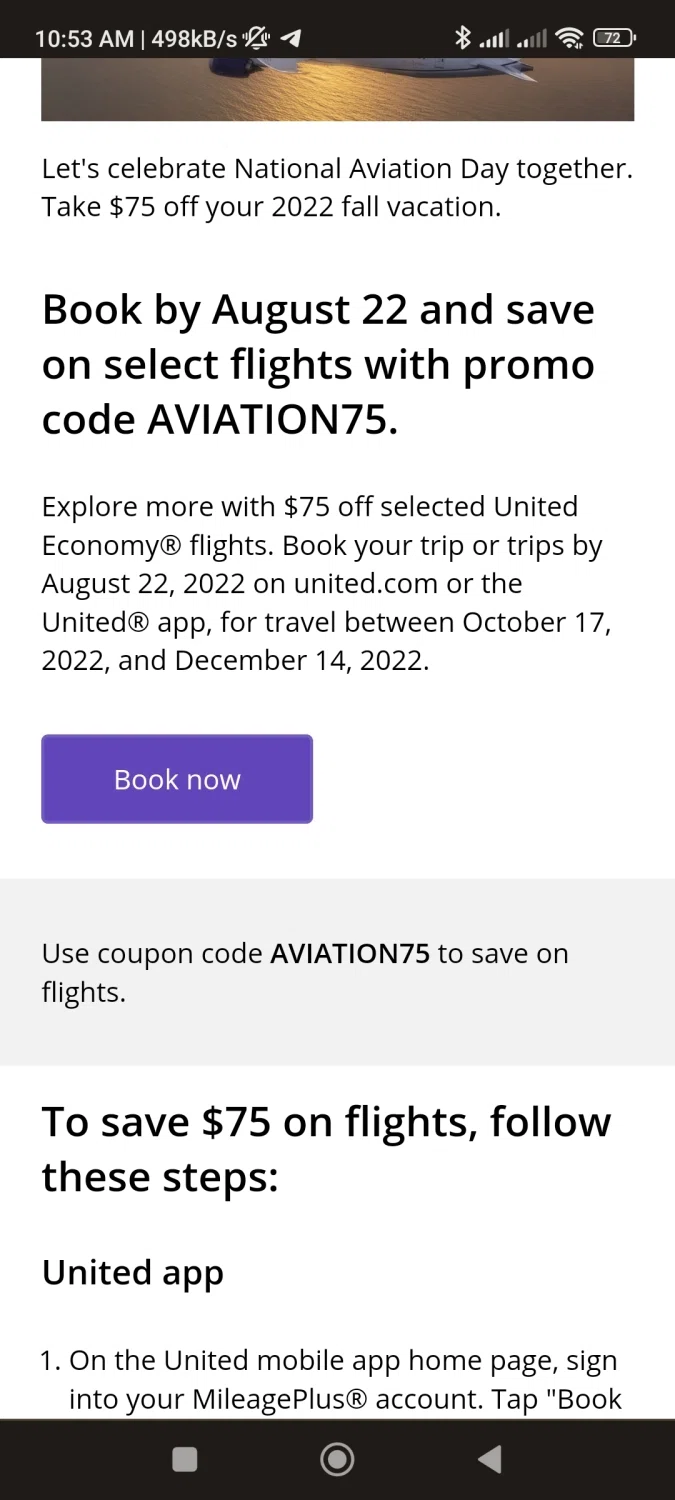 United Airlines Promo Codes 5 Off November 2024