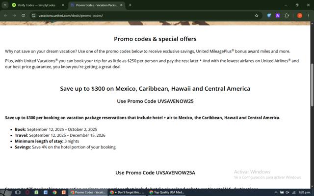 United Airlines checkout page showing United Airlines promo code box | Screenshot taken by SimplyCodes community member on Sep 26, 2025