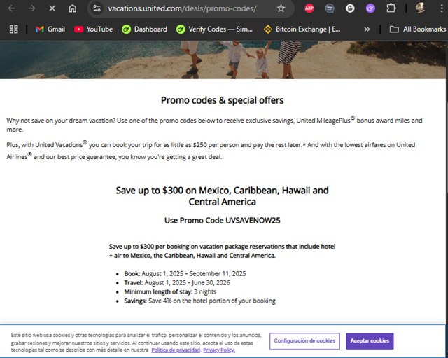 United Airlines checkout page showing United Airlines promo code box | Screenshot taken by SimplyCodes community member on Aug 25, 2025