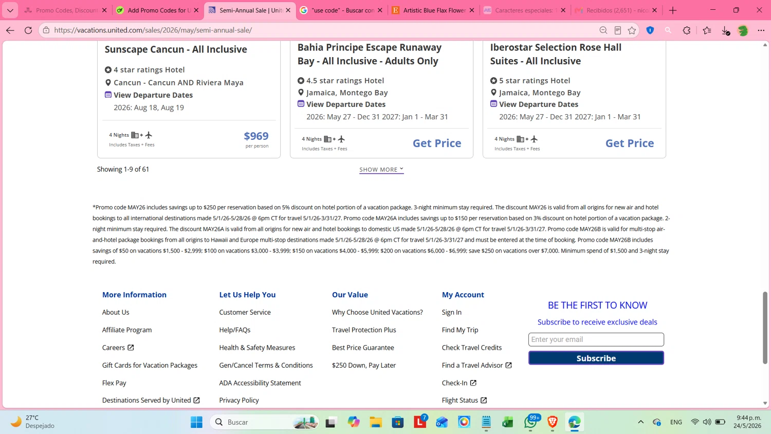 Verification screenshot for 5% Off 3 Night Minimum Stay Required (members Only) at United Airlines — 18d ago