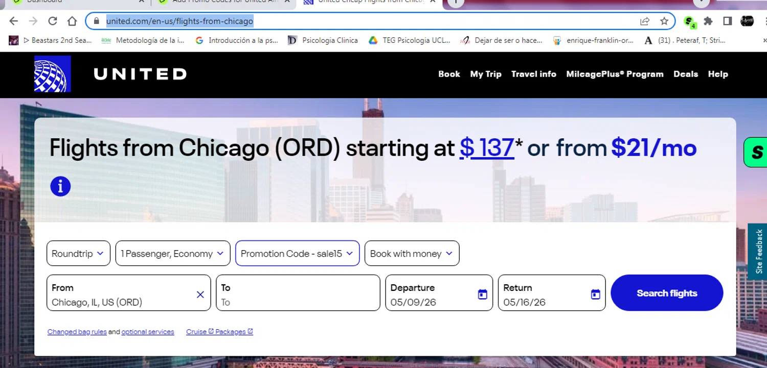 Verification screenshot for 15% Off Storewide at United Airlines — 40d ago