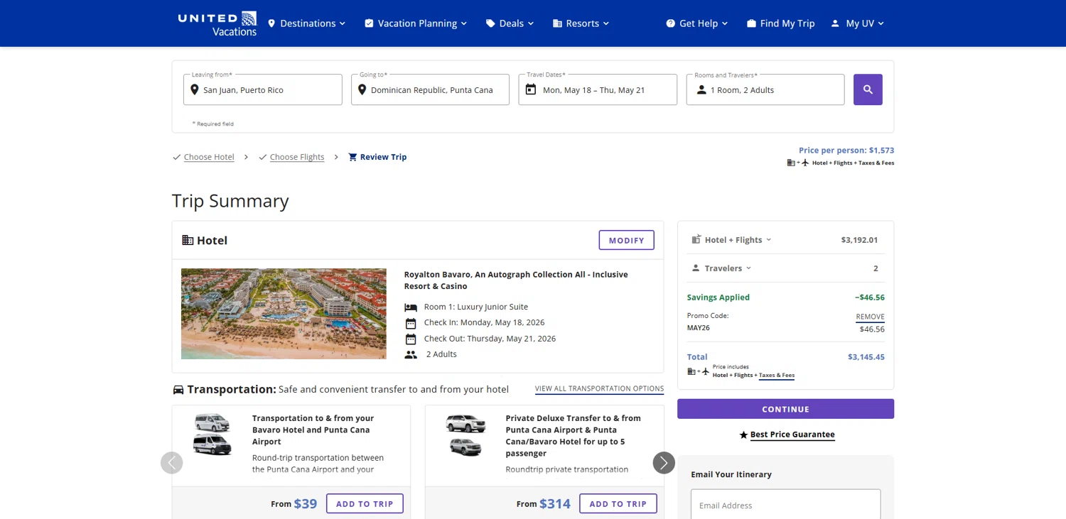 Verification screenshot for 5% Off 3 Night Minimum Stay Required (members Only) at United Airlines — 31d ago