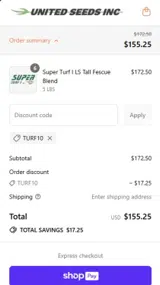 United Seeds coupon verification screenshot