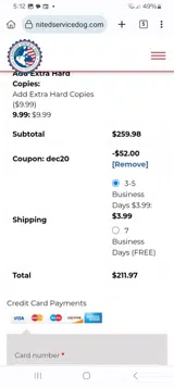 DEC20 coupon verification screenshot